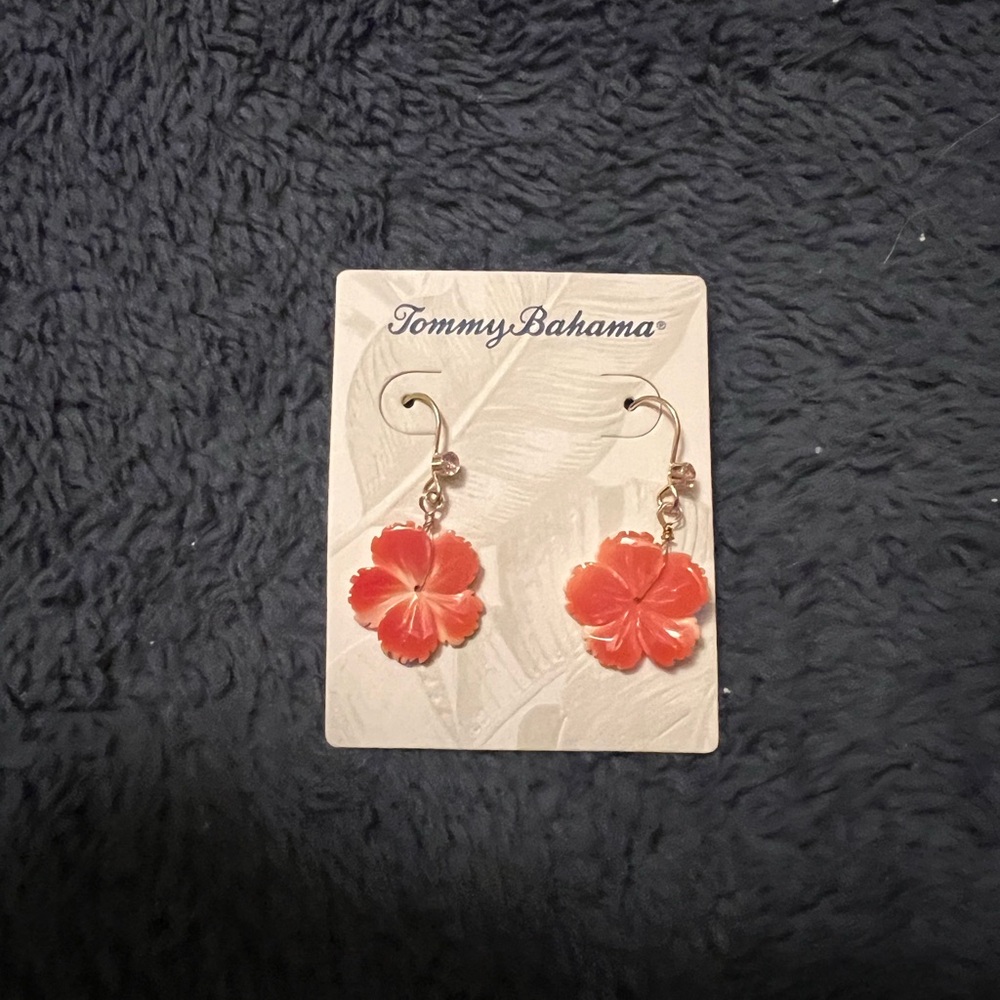 Tommy Bahama Coral Hibiscus Earrings